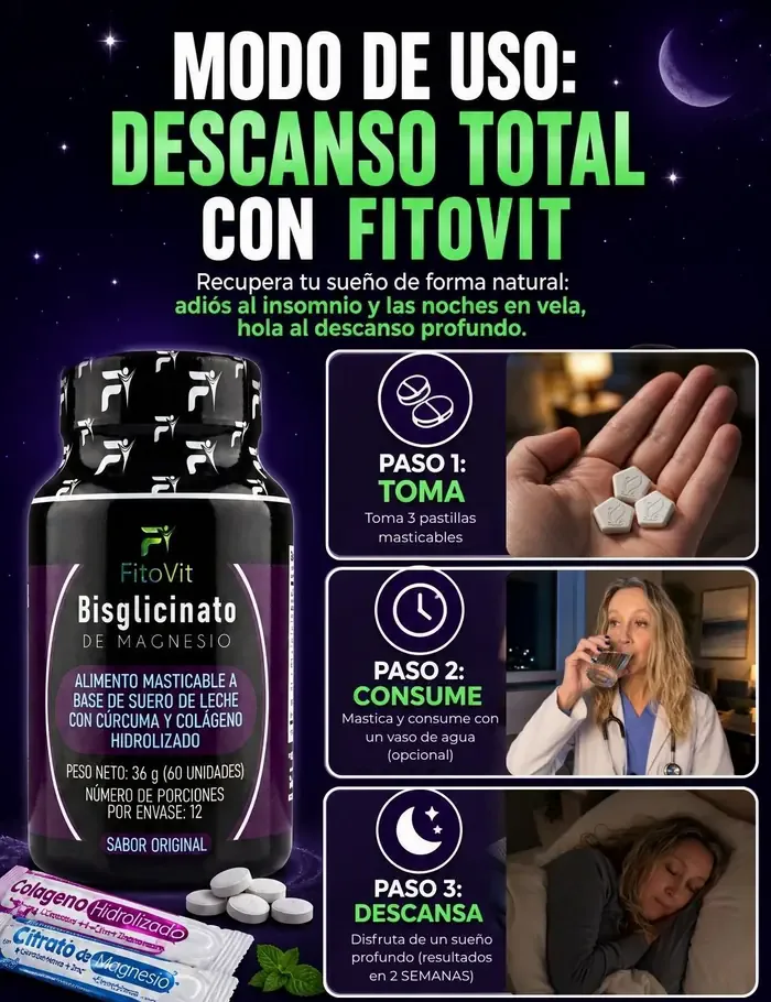 Modo de uso de Bisglicinato FitoVit: toma, consume y descansa